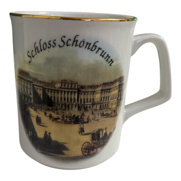 Reutter Porzellan Germany Schloss Schönbrunn Souvenir Mug Gold Trim - Picture 1 of 5